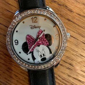 Minnie Mouse Accutime Watch, large face with rhinestones. Only worn twice.